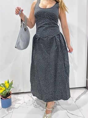 New Lioness Black and White Polka Dot Sleeveless Dress